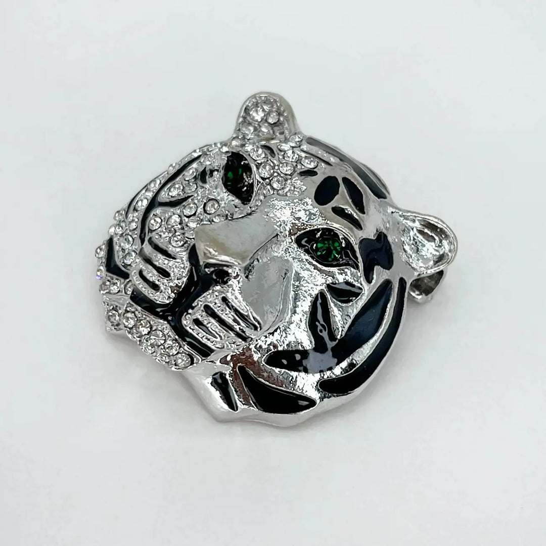 Rhinestone Tiger Brooch