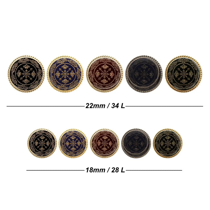 Ornate Snowflake Metal Buttons | 17mm(2L) & 22mm(34L)
