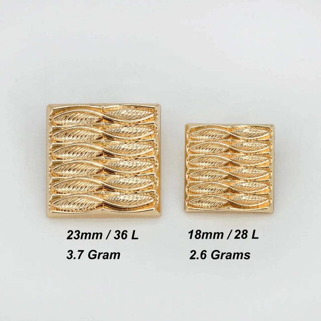 Elegant Leaf Pattern Gold Metal Button | 18mm (28L) & 23mm (36L)