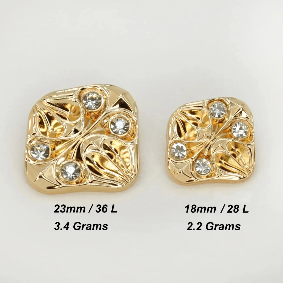 Abstract Swirl Crystal Metal Button | 18mm (28L) & 23mm (36L)