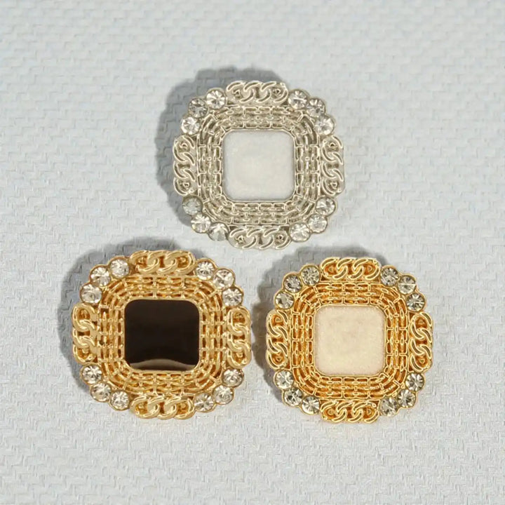 Rhinestone Diamond Metal Enamel Resin Button