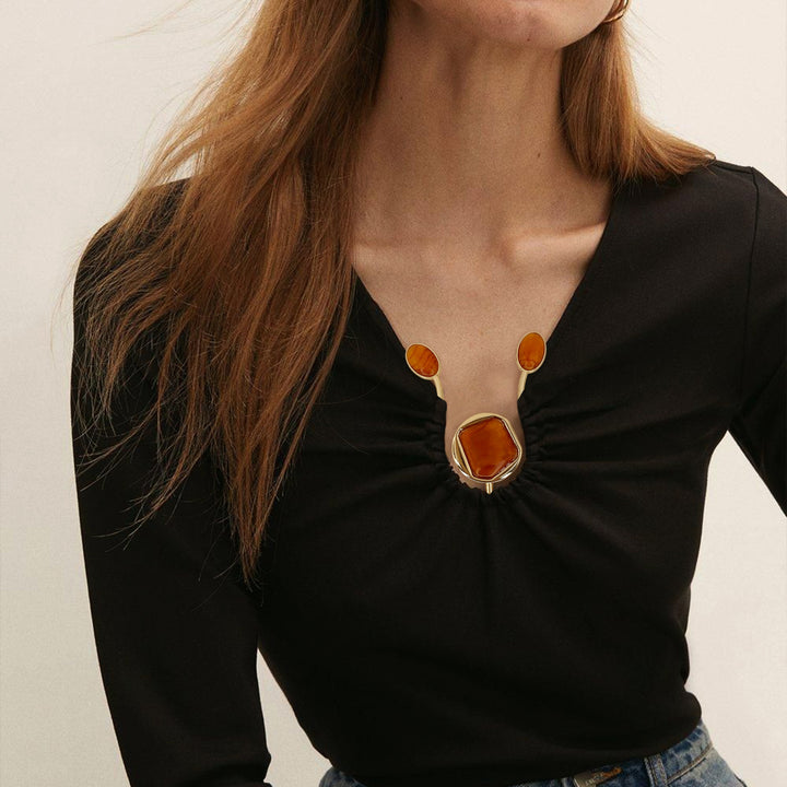 Marble Stone Embellished Buckle