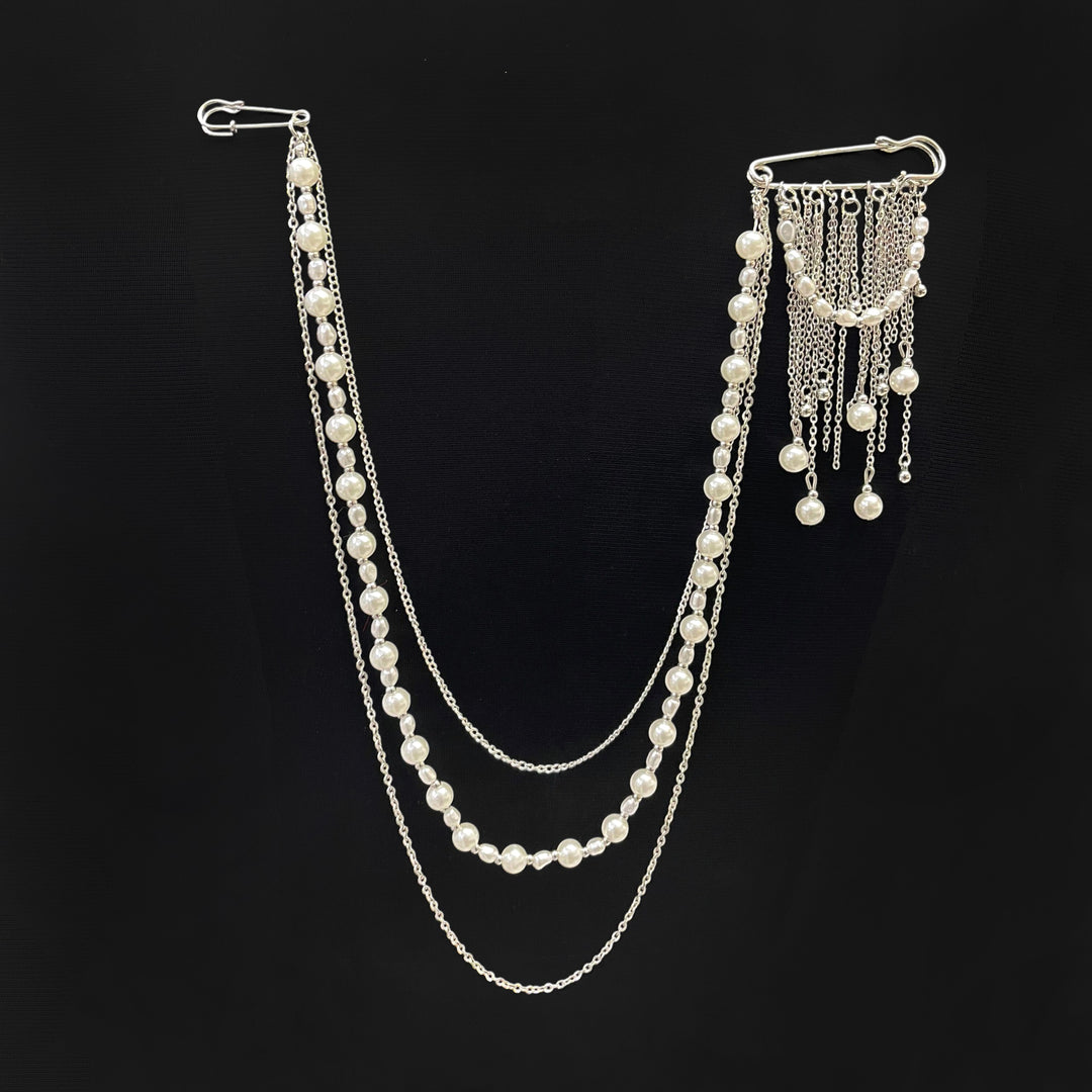 Pearl Cascade Dome Chain Brooch