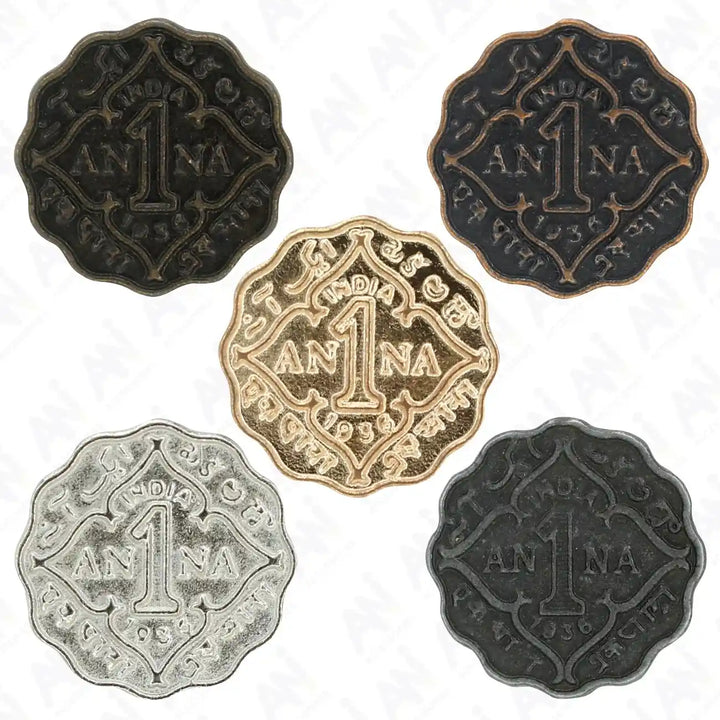 1 Anna Metal Coin Buttons | 17mm(27L) & 22mm(34L)