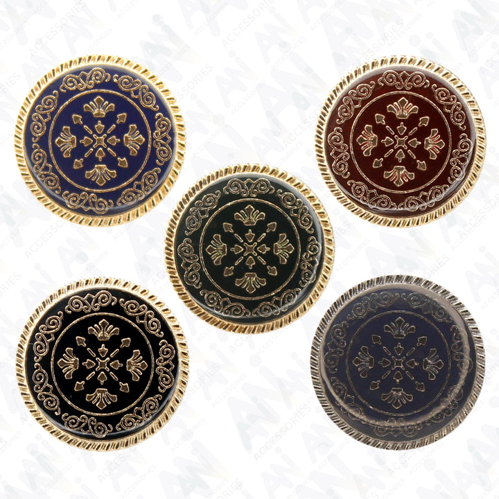 Ornate Metal Buttons with Floral Motif