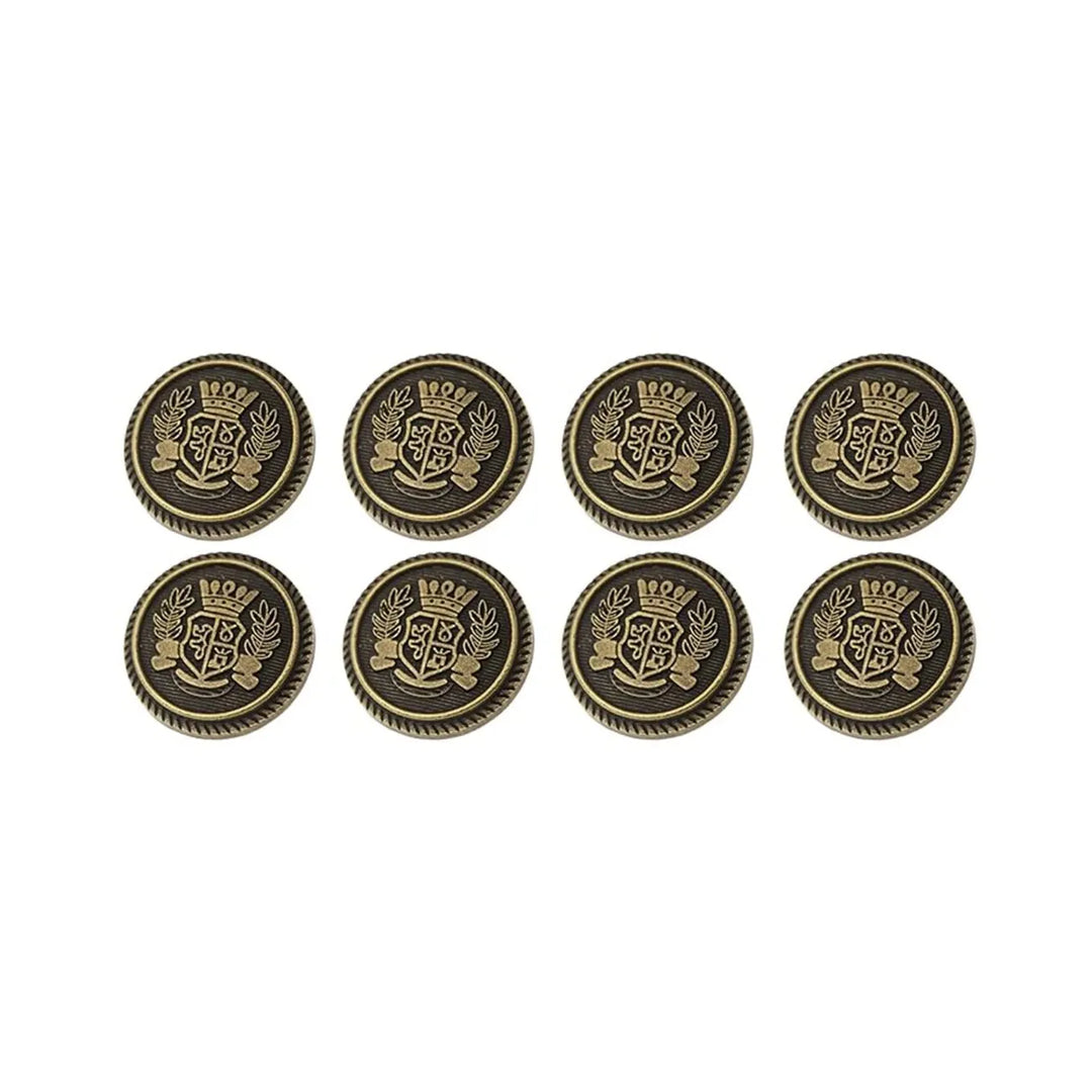 Royal Crest Antique Gold Metal Buttons | 18mm(28L) & 21mm(34L)