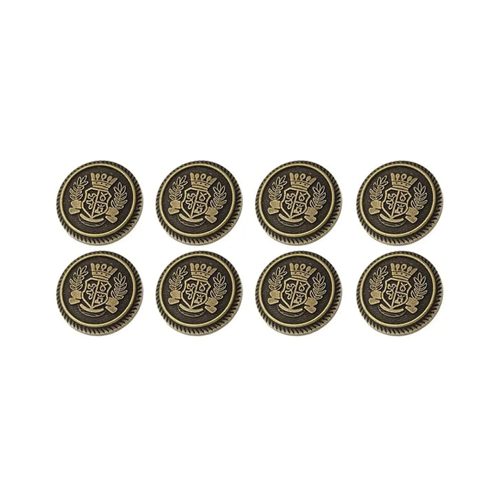 Royal Crest Antique Gold Metal Buttons | 18mm(28L) & 21mm(34L)