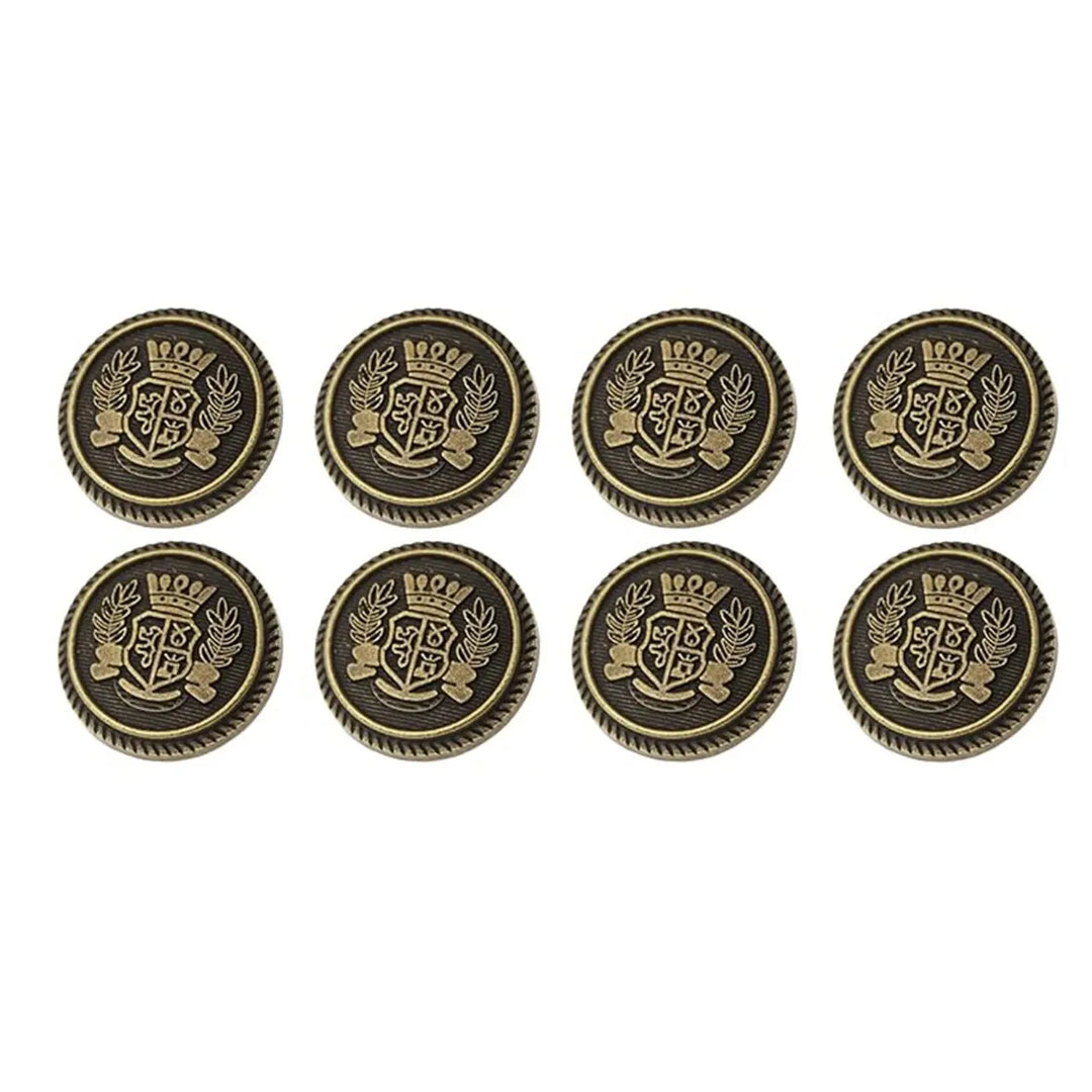 Royal Crest Antique Gold Metal Buttons | 18mm(28L) & 21mm(34L)