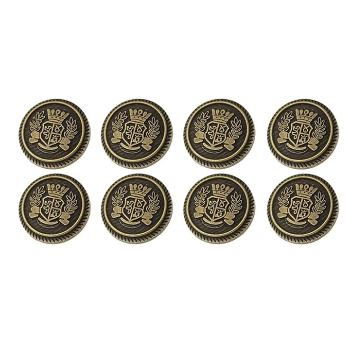 Royal Crest Antique Gold Metal Buttons | 18mm(28L) & 21mm(34L)