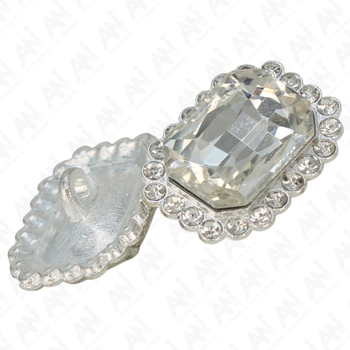 Rectangular Shiny Rhinestone Metal Buttons