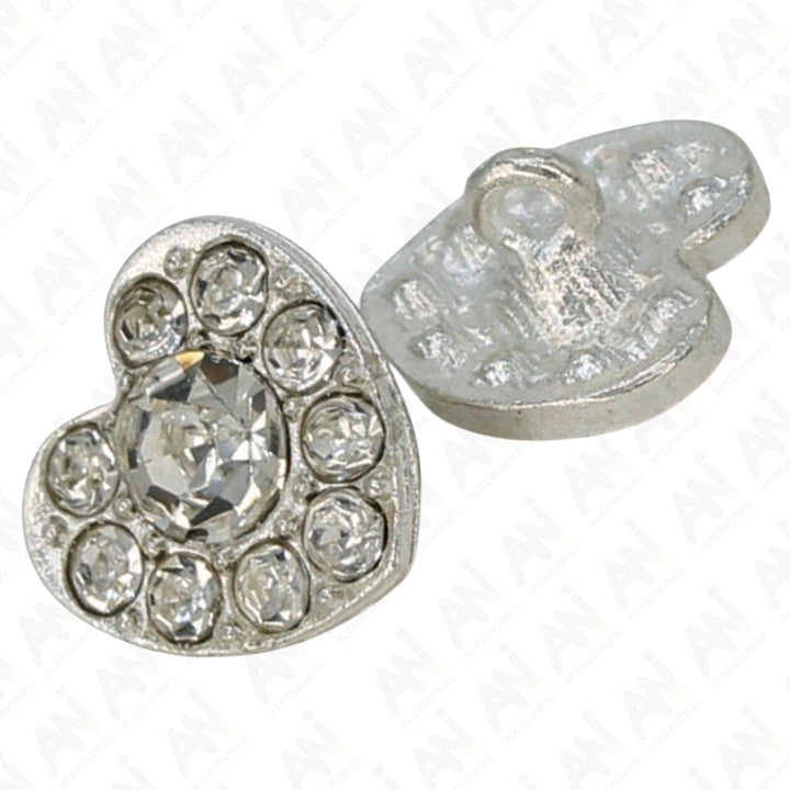 Heart Shape Dome Rhine Stone Buttons