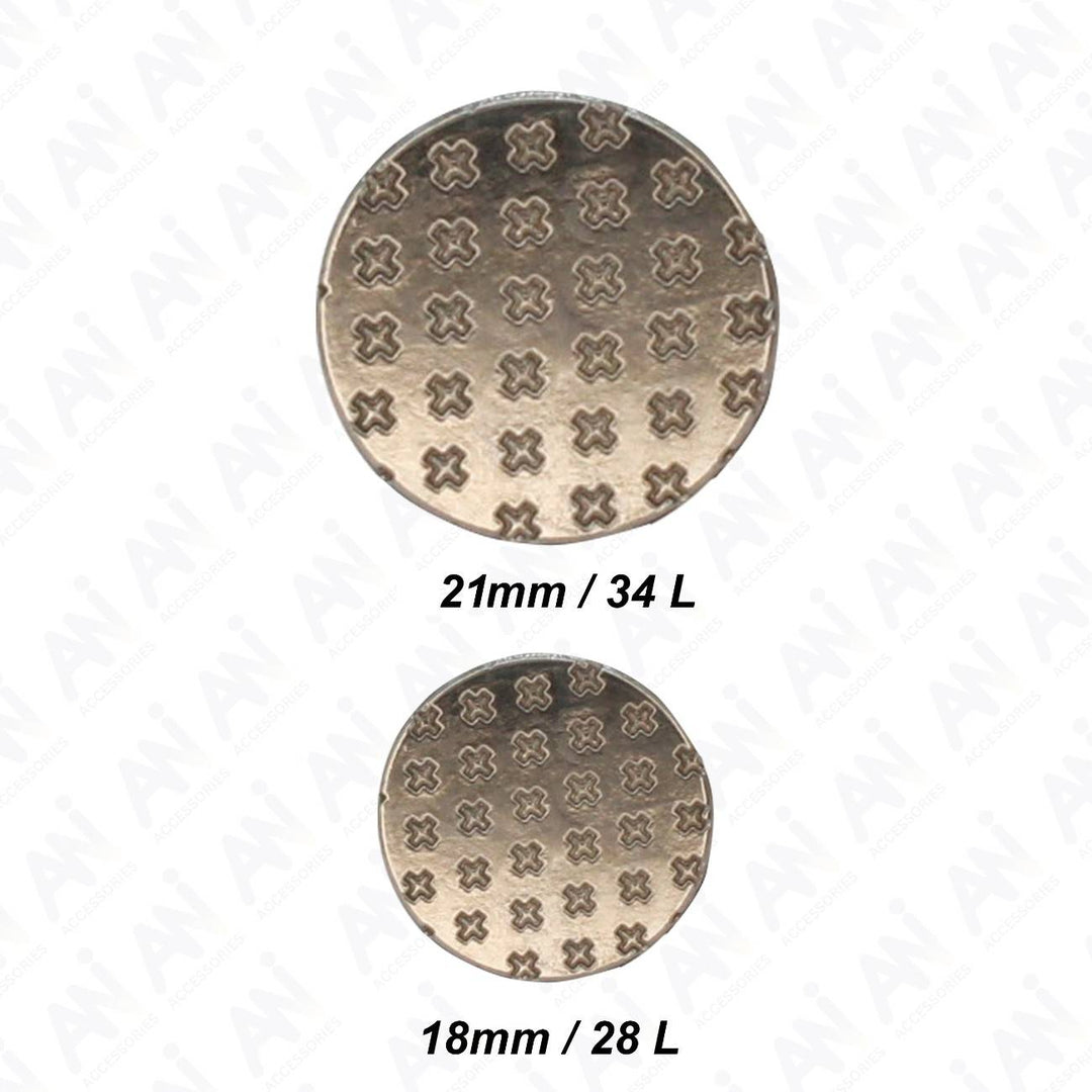 Crosshatch Metal Buttons | 18mm(28L) & 21mm(34L)