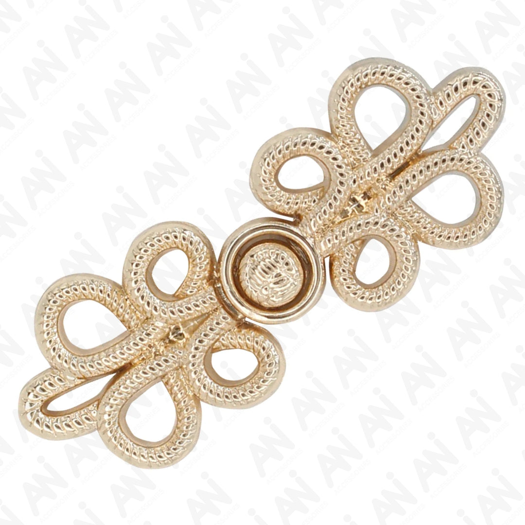 Fancy oriental knot design Frog closure metal button