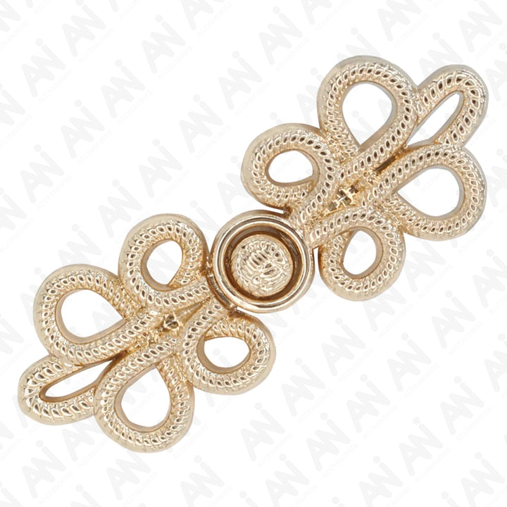 Fancy oriental knot design Frog closure metal button