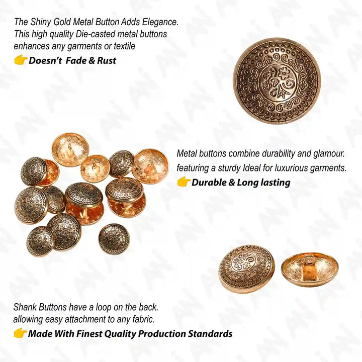 Silver Symphony Metal Buttons | 18mm × 21mm