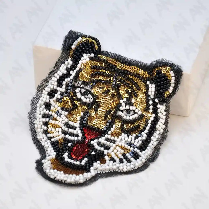 Big & Small size Tiger's Roar Beaded Sew Patch for Denim, Shirt & More