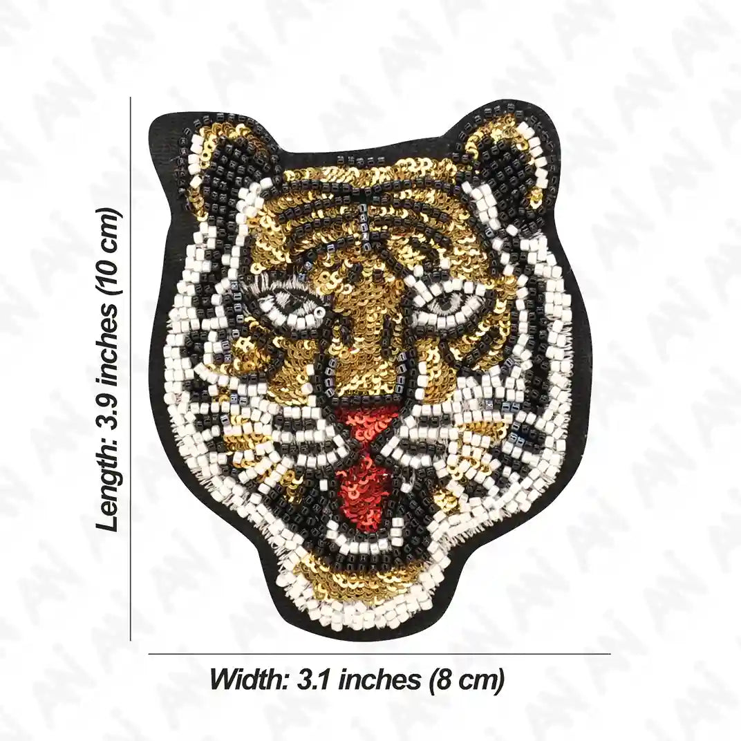 Big & Small size Tiger's Roar Beaded Sew Patch for Denim, Shirt & More