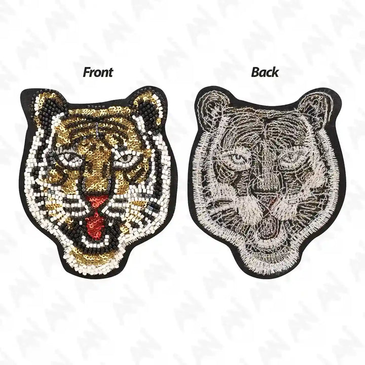 Big & Small size Tiger's Roar Beaded Sew Patch for Denim, Shirt & More