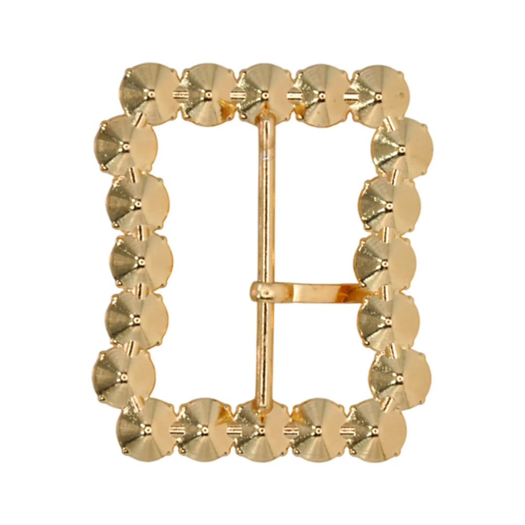 Gold Finish Shiny Pearl Uneven Shape Prong Buckle