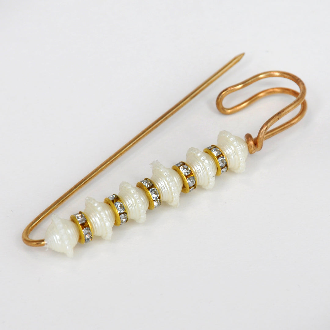 Gold Safety Brooch Pins with Pearls