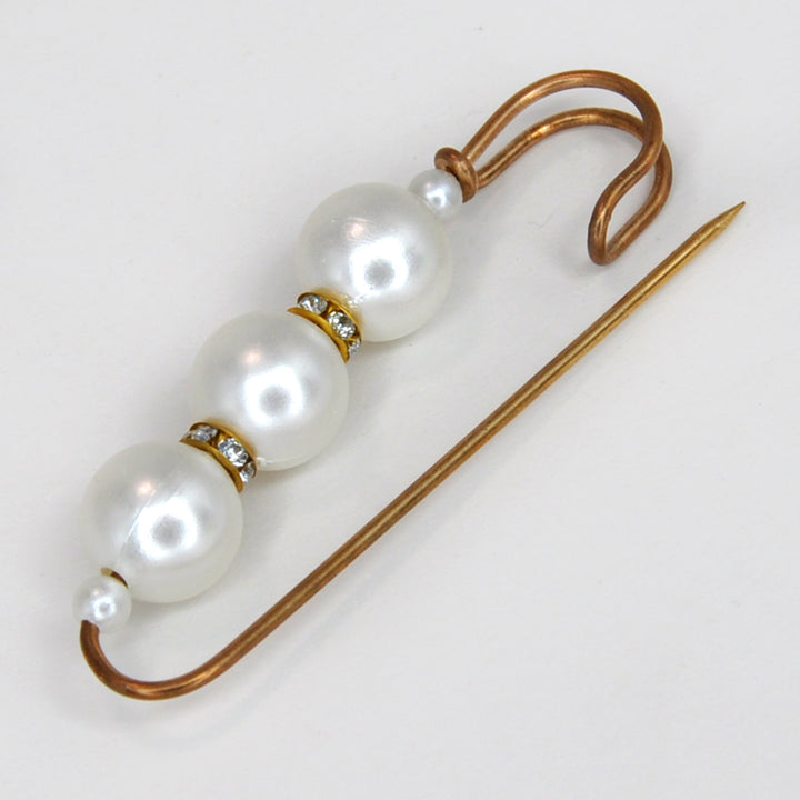 Gold Safety Brooch Pins with Pearls