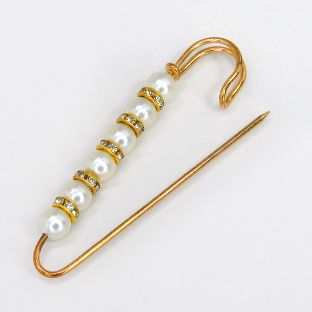 Gold Safety Brooch Pins with Pearls
