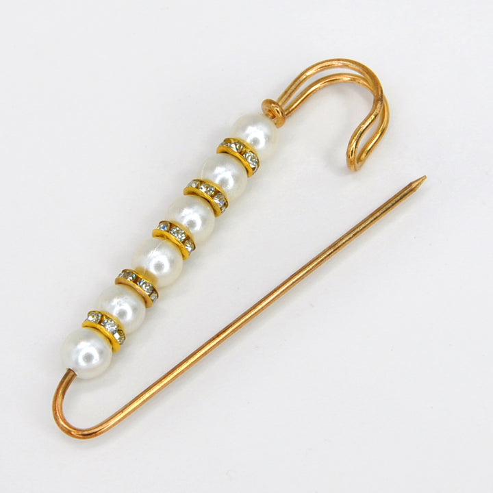 Gold Safety Brooch Pins with Pearls