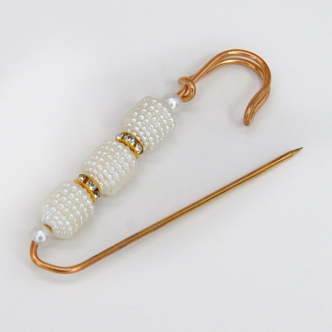 Gold Safety Brooch Pins with Pearls