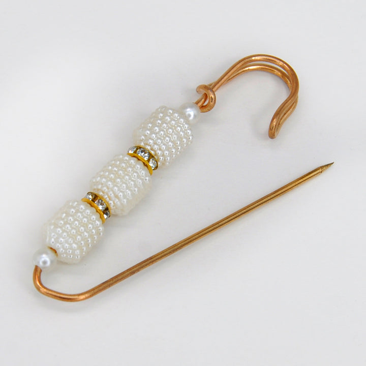 Gold Safety Brooch Pins with Pearls