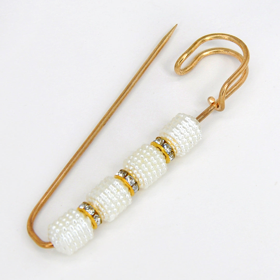 Pearl Rhinestone Safety Pins