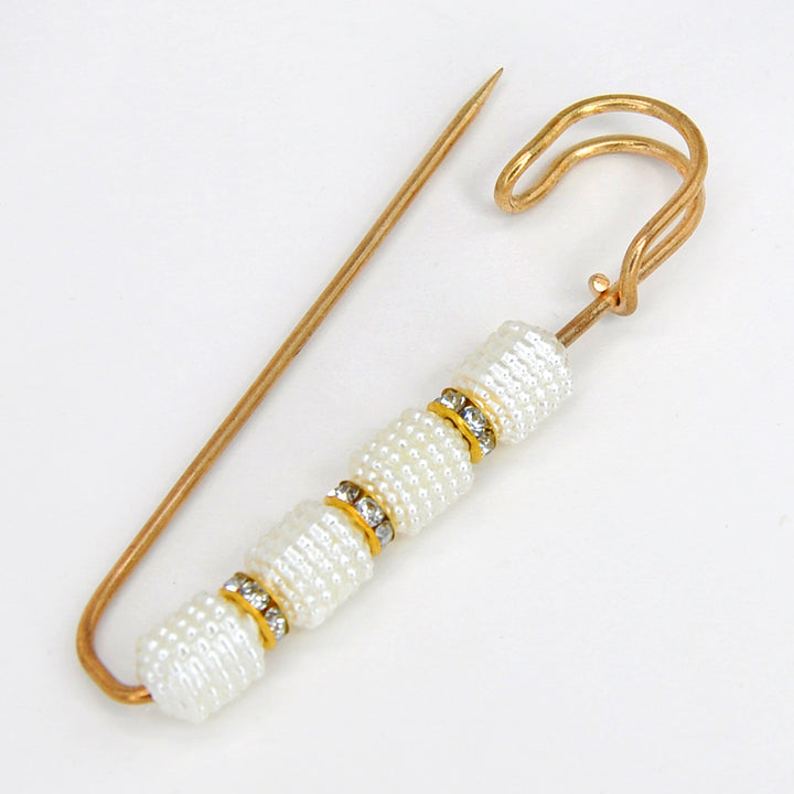 Pearl Rhinestone Safety Pins