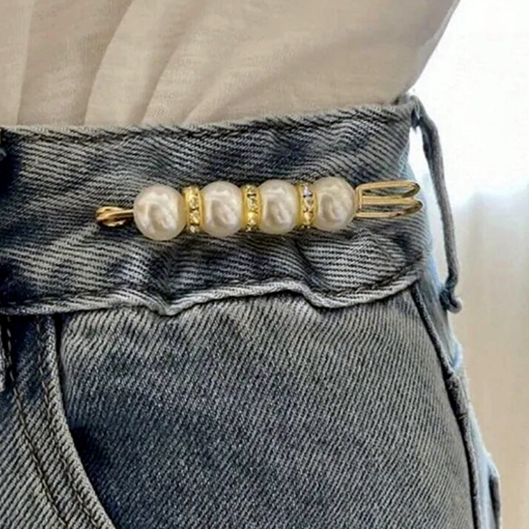 Gold Safety Brooch Pins with Pearls