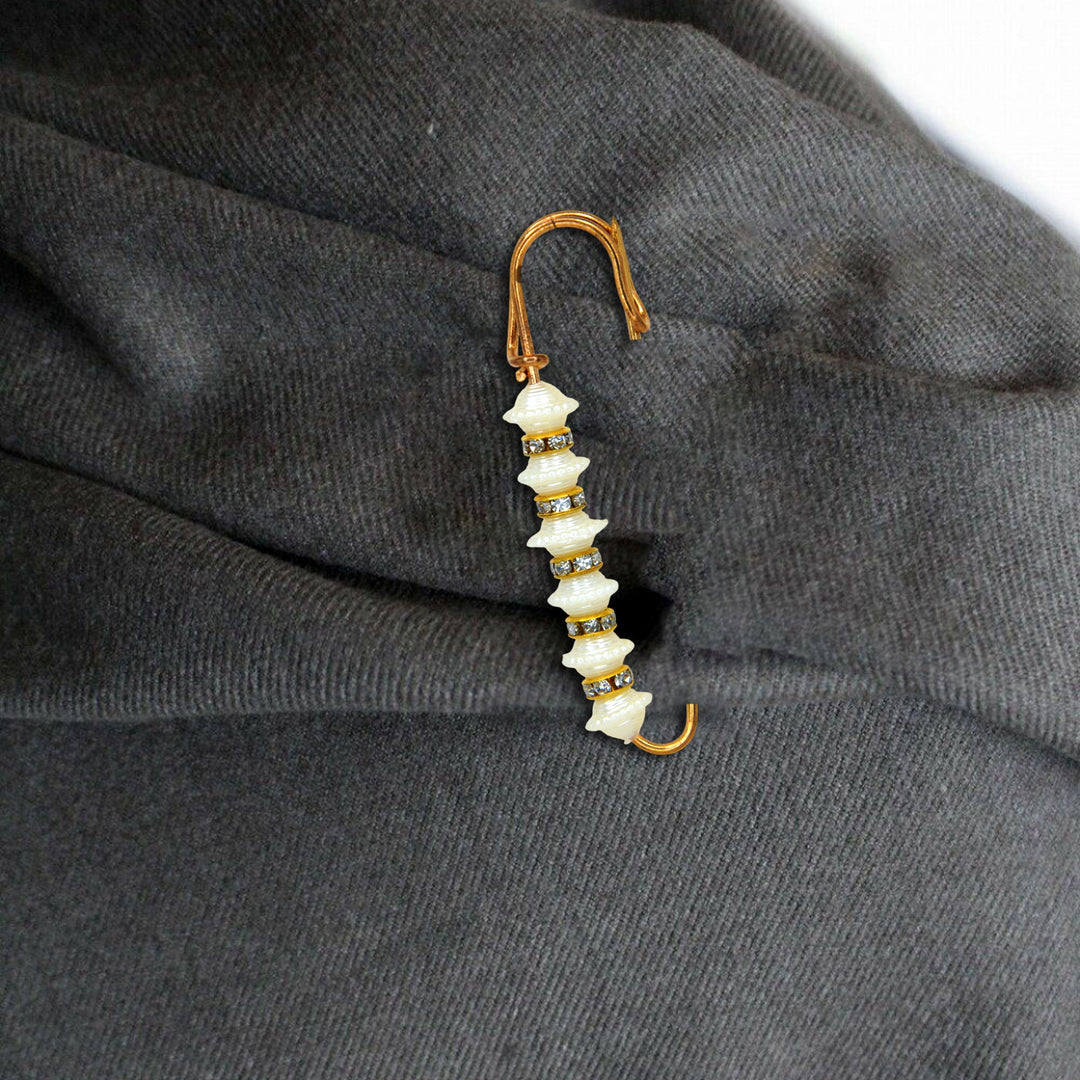 Gold Safety Brooch Pins with Pearls