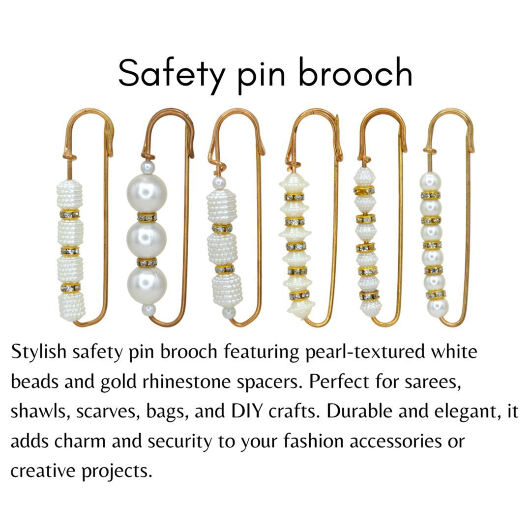 Gold Safety Brooch Pins with Pearls