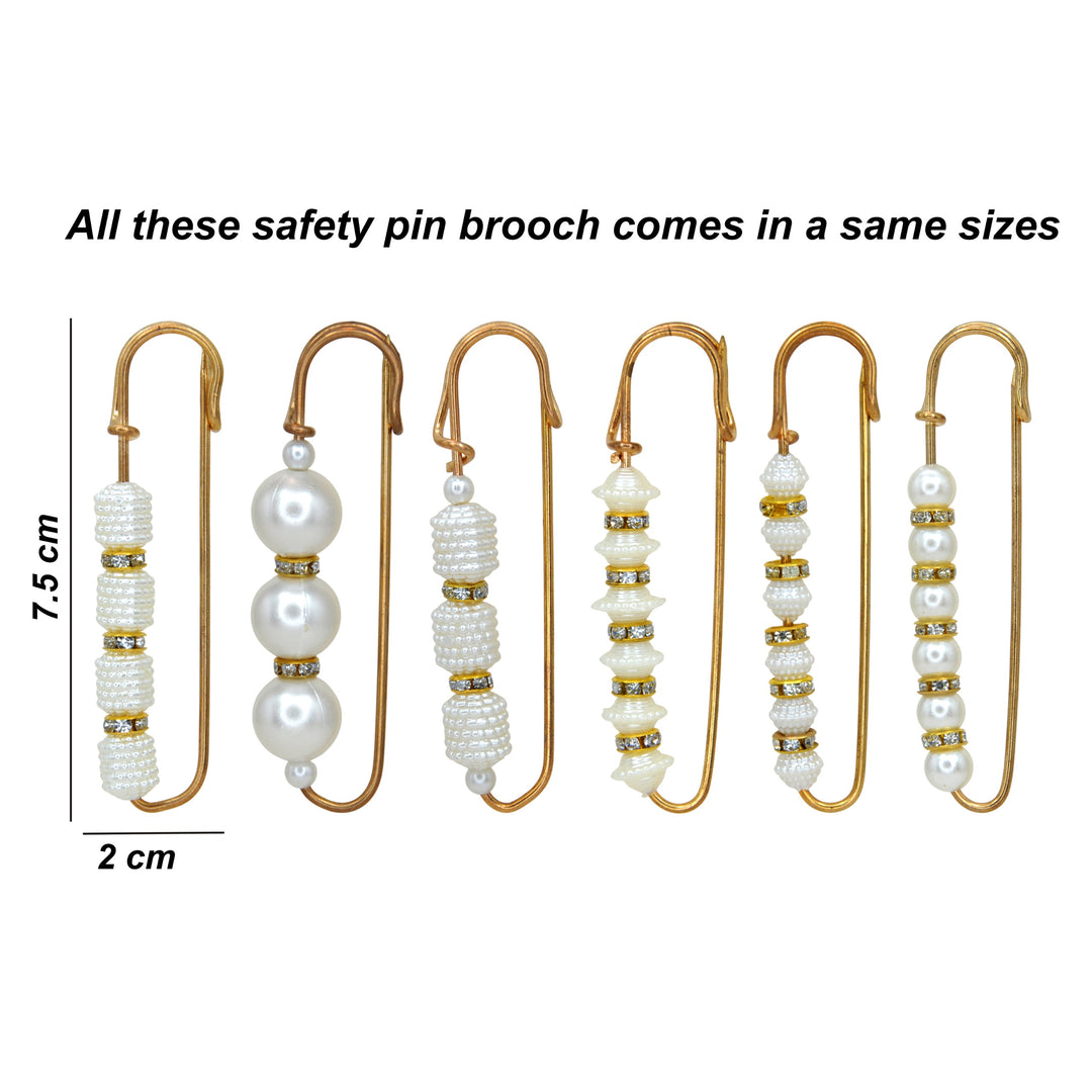 Gold Safety Brooch Pins with Pearls