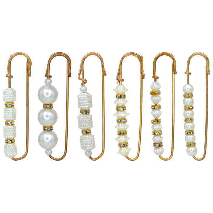 Gold Safety Brooch Pins with Pearls