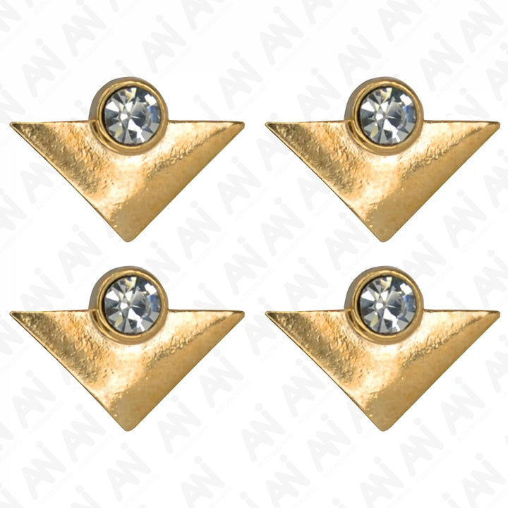 Gold Triangular Collar Tips with Crystals