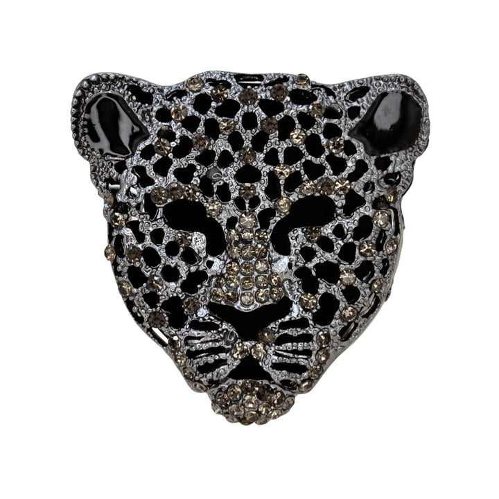 Panther Leopard Head Rhinestone Brooch