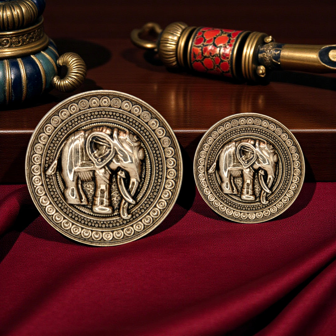 Antique Elephant Brooch & Button Combo Pack