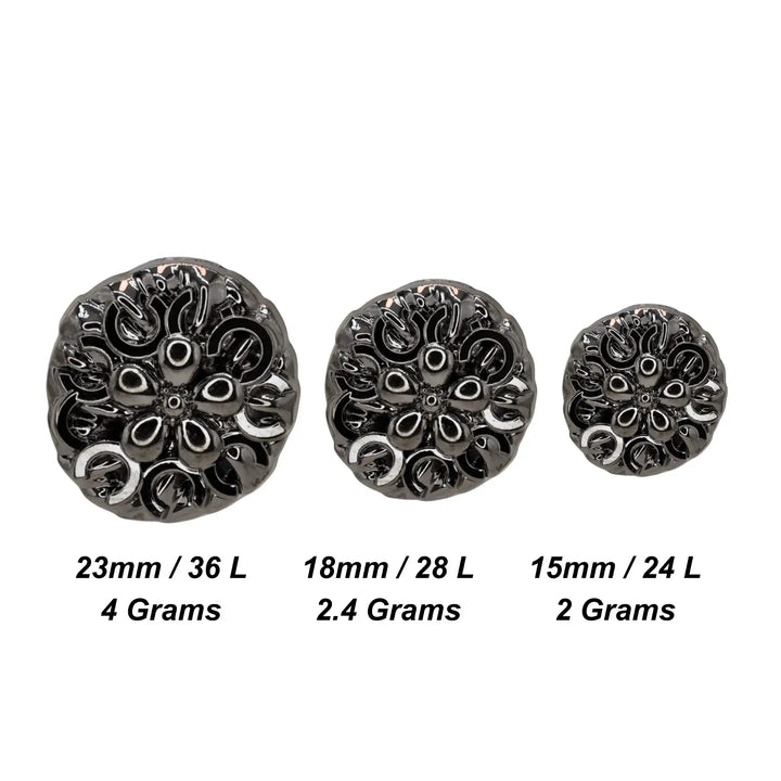 Victorian Scrollwork Button | 15mm(24L), 18mm(28L) & 23mm(36L)