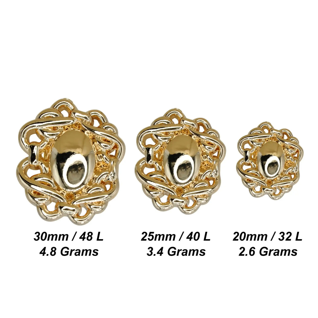Baroque Scrollwork Button | 20mm(32L),25mm(40L) & 30mm(48L)