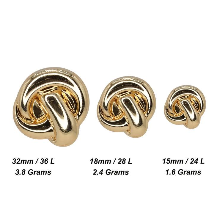 Knotted Design Metal Buttons | 15mm(24L), 18mm(28L) & 32mm(36L)