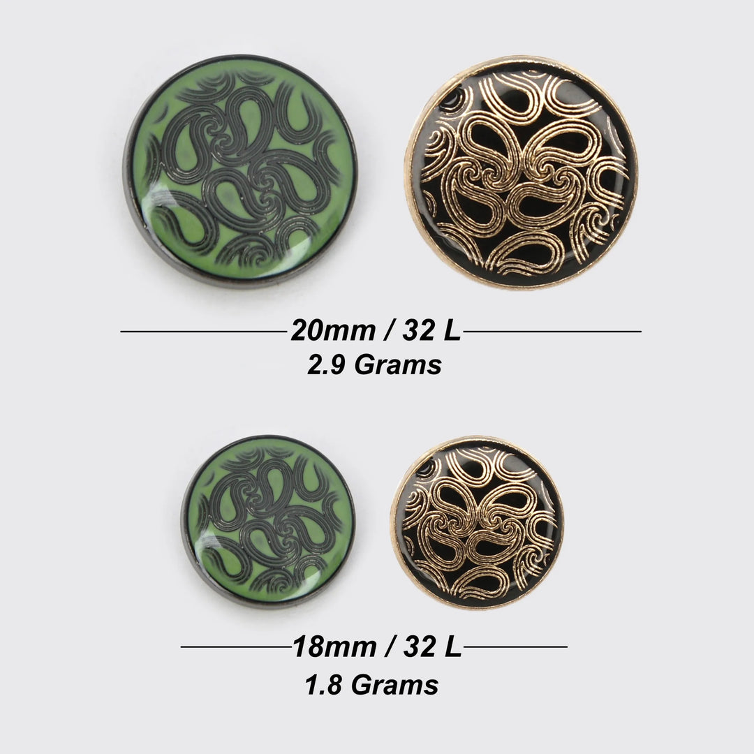 Paisley Metal Buttons | 18mm(28L) & 20mm(32L)