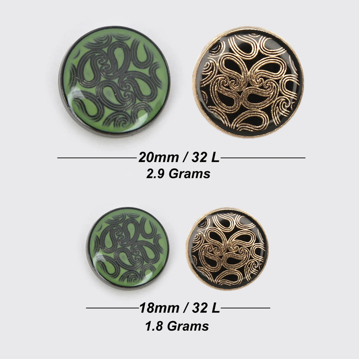 Paisley Metal Buttons | 18mm(28L) & 20mm(32L)