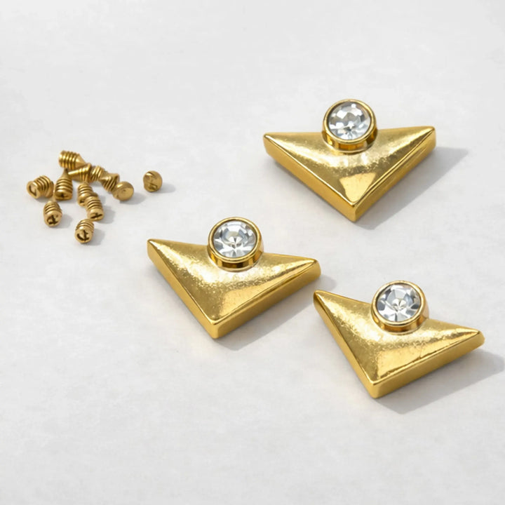 Gold Triangular Collar Tips with Crystals
