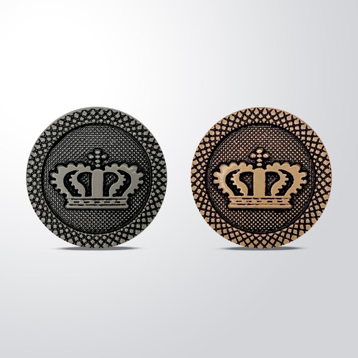 Regal Elegance Crown Metal Buttons | 18mm(28L) & 20mm(32L)
