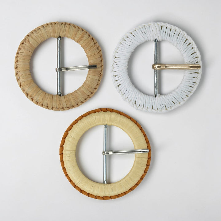 Handmade Boho Raffia Prong Buckle