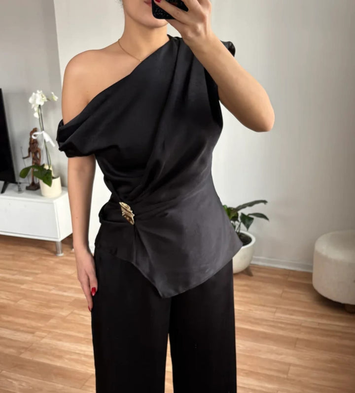 Scrunched Abstract Metal Brooch