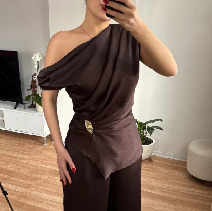 Scrunched Abstract Metal Brooch