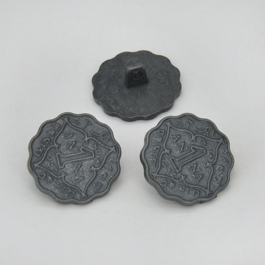 1 Anna Metal Coin Buttons | 17mm(27L) & 22mm(34L)